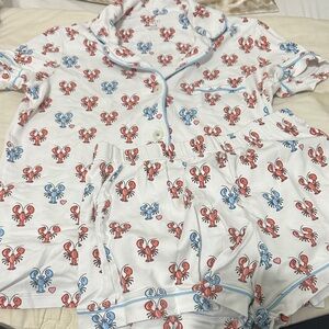 Roller Rabbit Red and Blue Lobster Print Pajama Set